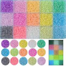 15 格 3 毫米發光奶油色和虹彩種子珠 Diy 材質適用於手鍊、項鍊、珠寶製作、女式 - 彩色 - 查看 1
