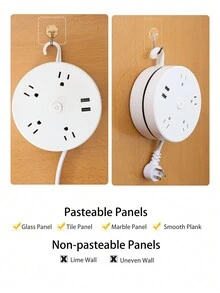 1入組多功能旋轉插座帶usb插口電源條,有線圓形插座插頭可應用於多種用途 - 白色 - 查看 8