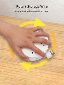 1入組多功能旋轉插座帶usb插口電源條,有線圓形插座插頭可應用於多種用途 - 白色 - 查看 9