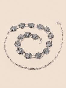 1 Miếng 15 Tròn Lá Mẫu 8 Từ Trang trí chuỗi Eo Thắt lưng , Thích hợp Đối với Mặc hàng ngày Với Tông màu bạc Phong cách Bohemian Sắt Chuỗi - Bạc - Xem 2