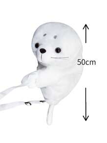 Bobbybear 1個可愛的白色海豹背包,創意柔軟的海豹毛絨肩袋生日節日禮物 - 白色 - 查看 11