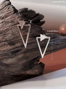 CHOSHILAR 1 par de aretes triangulares minimalistas geométricos y 1 pieza arete bidireccional - Plateado - Ver 5