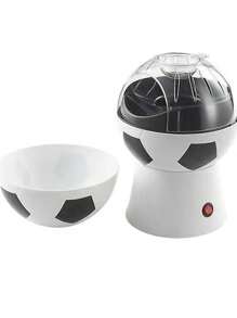 Máquina De Palomitas De Maíz Mini Eléctrica Modelo Fútbol, Mini Máquina Eléctrica De Palomitas De Maíz En Forma De Balón De Fútbol Para Uso Doméstico - Blanco - Ver 6