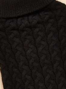 1pc Black European & American Style Pet Clothing Fashionable High Collar Solid Color Twisted Knit Teddy & Pomeranian Sweater - Black - View 6