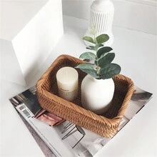 1pc Square Pure Handmade Rattan Storage Basket, Home Decoration, Photography Prop - Brown - View 5
