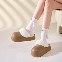 女士防水拖鞋,可拆卸加厚柔軟絨毛,防滑鞋底,適用於室內穿著,秋冬季節