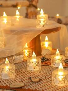 1 pièce Bougie LED en forme de diamant en cristal, bougie sans flamme alimentée par pile, bougie décorative LED de type bougie de thé avec pile, idéale pour mariage, table de salle à manger, décoration de fête, décoration de fête de Noël - Jaune citron - Voir 10