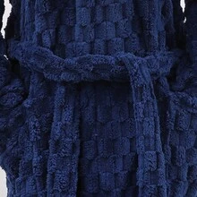 1pc Coral Fleece Turtle Shell Texture Bathrobe With Hood For Men, Soft, Absorbent And Suitable For Bathroom, Bedroom, Poolside, Casual Wear - Blue - View 3