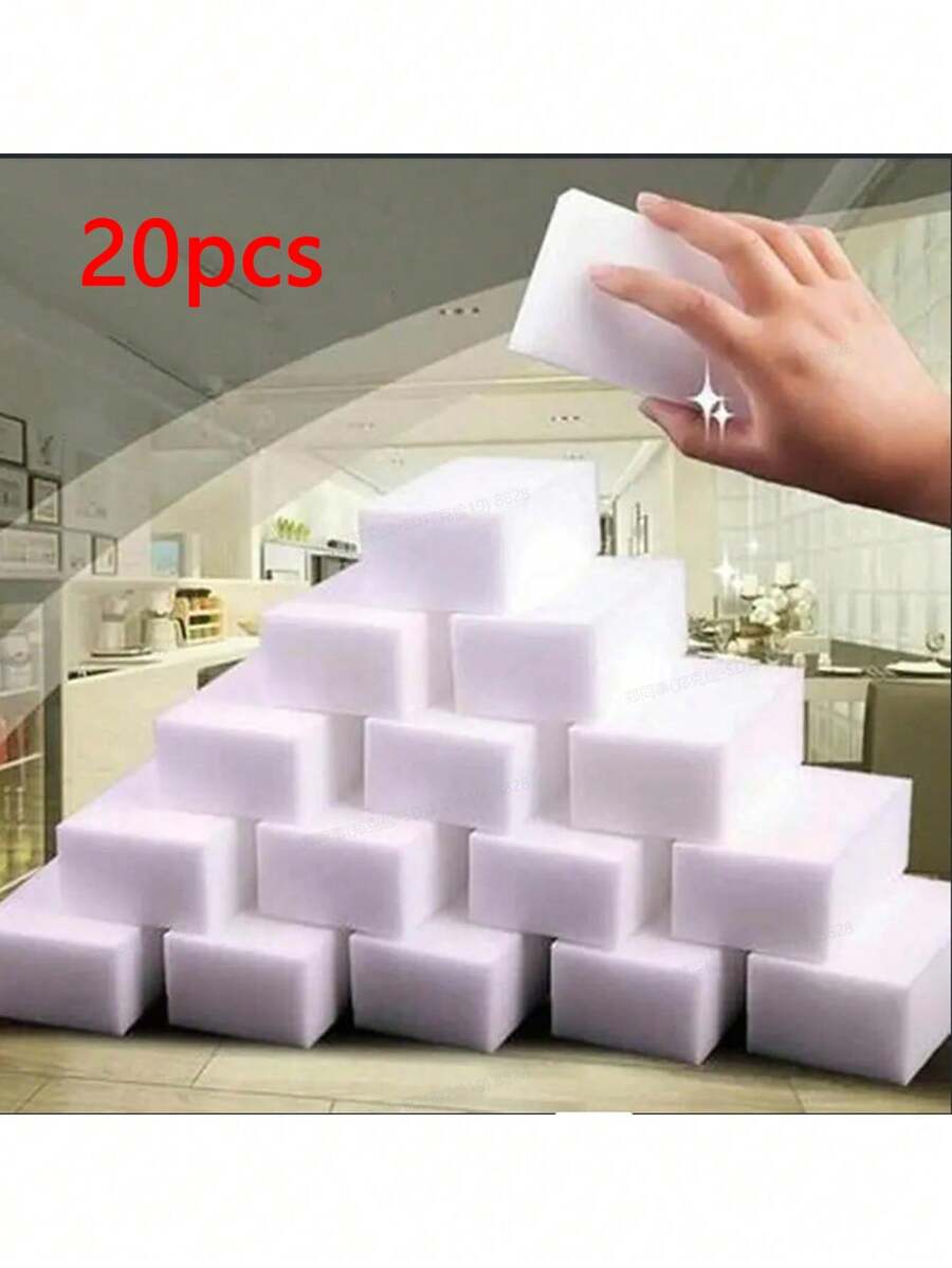 20pcs White Magic Sponge Eraser Cleaning Nano Sponge - White - View 1