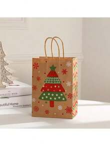 一套聖誕麋鹿、聖誕帽、聖誕樹、聖誕雪橇、印花禮品手提袋