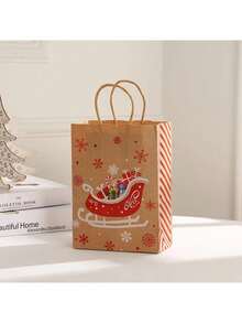 一套聖誕麋鹿、聖誕帽、聖誕樹、聖誕雪橇、印花禮品手提袋