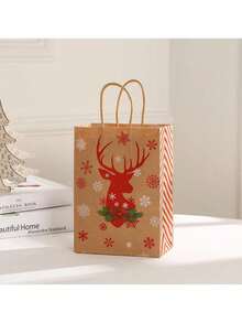 一套聖誕麋鹿、聖誕帽、聖誕樹、聖誕雪橇、印花禮品手提袋