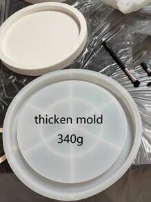 圆形条纹储物托盘水泥模具水磨石混凝土花盆底座硅胶模具蜡烛烛台储物托盘环氧树脂模具 - 白色 - 查看 3