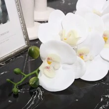 A七帶頭膠合人造蝴蝶蘭,白色,仿真花,擬真綠植,工廠風俗,學校宿舍辦公室裝飾用品,回到學校季節裝飾用品,戶外派對活動假期生日派對裝飾用品,聖誕萬聖節收成節日裝飾,家庭門酒店餐廳客廳臥室婚宴廚房花園裝飾用品 - 白色 - 查看 7