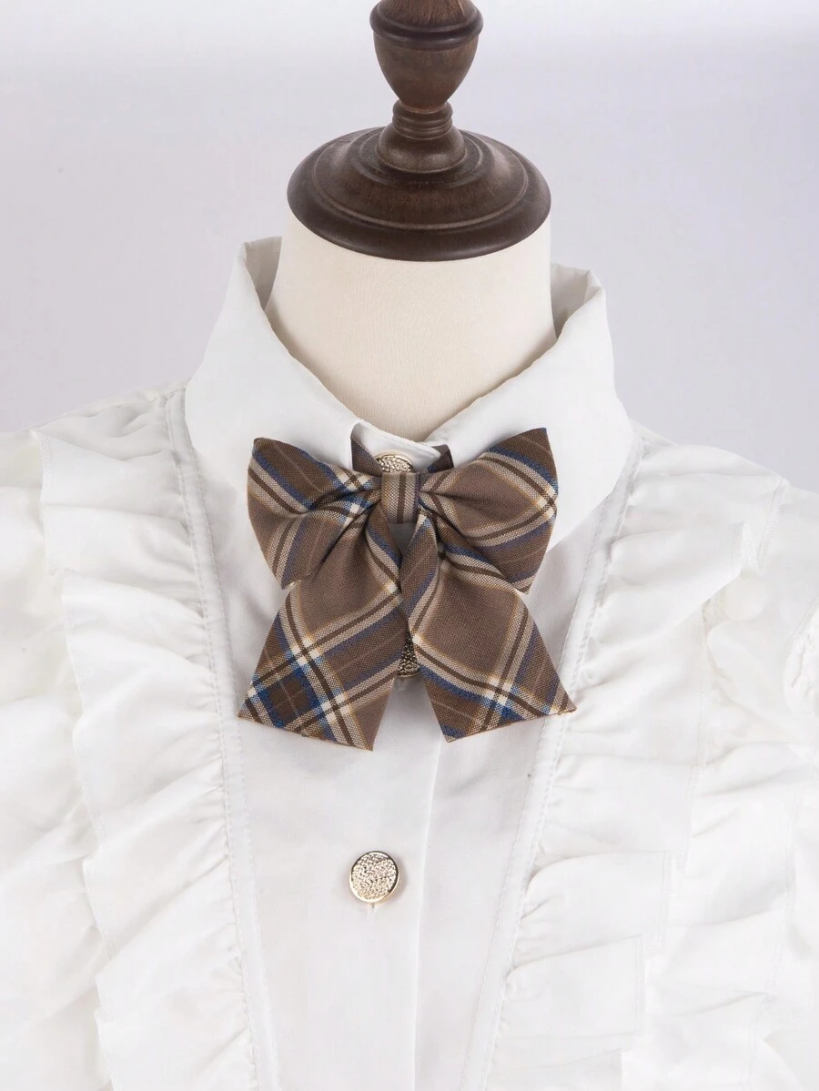 1pc Handmade Gingham Herringbone Women's Collar Pin For Jacket - Multicolor - View 1