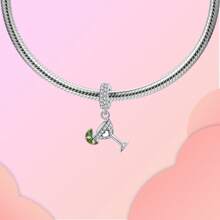 1pc Silver-Plated Lemon Cup Heart Diamond Pendant, Suitable For Bracelet DIY, Women's Jewelry, Surprise Gift, Christmas Gift