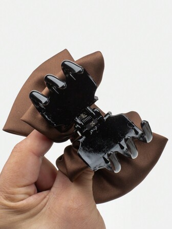 1 Pieza De Clip De Pelo Con Lazo De Color Café De Moda