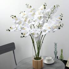 A七帶頭膠合人造蝴蝶蘭,白色,仿真花,擬真綠植,工廠風俗,學校宿舍辦公室裝飾用品,回到學校季節裝飾用品,戶外派對活動假期生日派對裝飾用品,聖誕萬聖節收成節日裝飾,家庭門酒店餐廳客廳臥室婚宴廚房花園裝飾用品 - 白色 - 查看 10