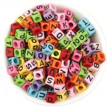 Colorful Acrylic Bead With Black Alphabet Letter - random - View 1