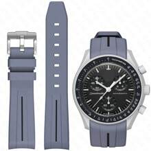 Moonswatch手錶配件,彎曲無縫橡膠表帶,與omega X Swatch Moonswatch Speedmaster//seiko 20毫米手錶兼容,適用於swatch Omega Moonswatch Speedmaster手錶替換帶男女款 - 灰色 - 查看 9