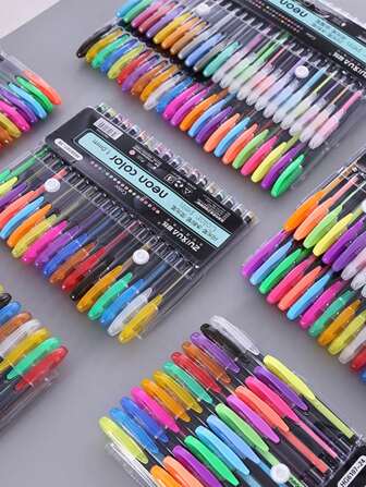 12-60pcs/Set Colorful Ballpoint Pens, 1.0mm Point Neutral Art Bullet Journaling Pens Back To School