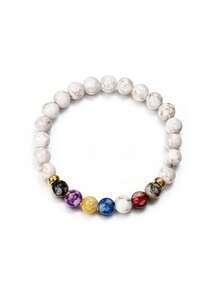 新款時尚天然火山石7色能量佛珠手鏈和天然瑪瑙佛珠手鏈 - 黑色 - 查看 7