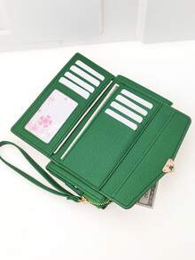 New handful multi-function mobile wallet, soft plaid zipper multi-function large-capacity wallet zipper purse - Green - View 4