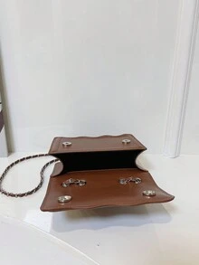 時尚、簡約、純色pu翻蓋女包鏈,大容量,小眾設計,時尚百搭,通勤約會,斜跨包