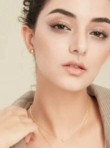 點狀耳環,高光澤鈦鋼螺旋式平面後盤耳釘,男女皆可,5對裝 - 彩色 - 查看 4