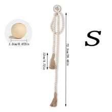 رمضان زينة رمضان زينة خيطان خشبية بلون طبيعي مع خيط من الخيش والخرز الخشبي لديكورات المنزل (صغير/متوسط/كبير) للغرفة المعيشة/غرفة الطعام/النافذة/الباب، قطعة للتعليق على الحائط DIY، هدايا مصنوعة يدويًا