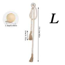 رمضان زينة رمضان زينة خيطان خشبية بلون طبيعي مع خيط من الخيش والخرز الخشبي لديكورات المنزل (صغير/متوسط/كبير) للغرفة المعيشة/غرفة الطعام/النافذة/الباب، قطعة للتعليق على الحائط DIY، هدايا مصنوعة يدويًا