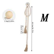 رمضان زينة رمضان زينة خيطان خشبية بلون طبيعي مع خيط من الخيش والخرز الخشبي لديكورات المنزل (صغير/متوسط/كبير) للغرفة المعيشة/غرفة الطعام/النافذة/الباب، قطعة للتعليق على الحائط DIY، هدايا مصنوعة يدويًا