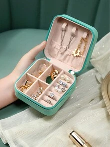 珠寶盒家庭戒指、耳環、項鍊、耳釘收納組織者,珠寶禮盒 - 白色 - 查看 4