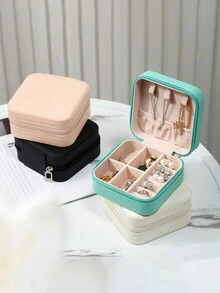 珠寶盒家庭戒指、耳環、項鍊、耳釘收納組織者,珠寶禮盒 - 白色 - 查看 5