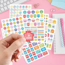 16張創意美學計劃貼紙套裝,適用於月、週計劃、記事、日程表、日記 - 彩色 - 查看 5