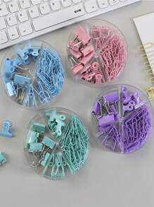 94pcs Colored Study & Office Supply Binder Clips Set, Blue - Blue - View 1