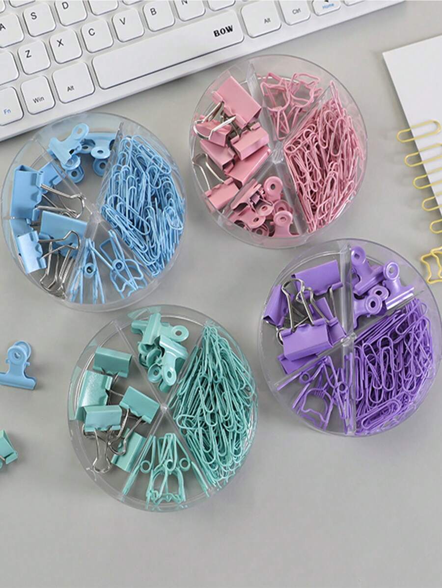 94pcs Colored Study & Office Supply Binder Clips Set, Blue - Blue - View 1
