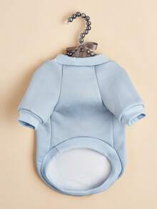 1 件猫狗四季保暖连帽衫，卡通图案 - 藍色 - 查看 3