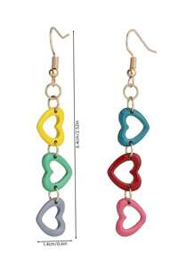 一對可愛的彩色心形耳環 - 愛心串串 - 查看 3