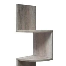 VASAGLE Corner Shelf Wall Mount, 5-Tier Floating Wall Shelf, Corner Bookshelf, Plant Wall Shelf For Bedroom, Living Room, Bathroom, Home Office, 7.9"D X 7.9"W X 49.6"H, Black, White, Brown, Light Grey - 淺灰色 - 查看 6