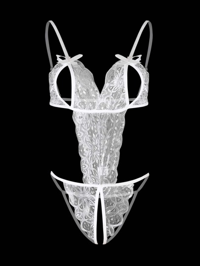 1pc Open Crotch Backless Three Point Kanten Bodysuit Bust Exposed Body Shaping Function view 3