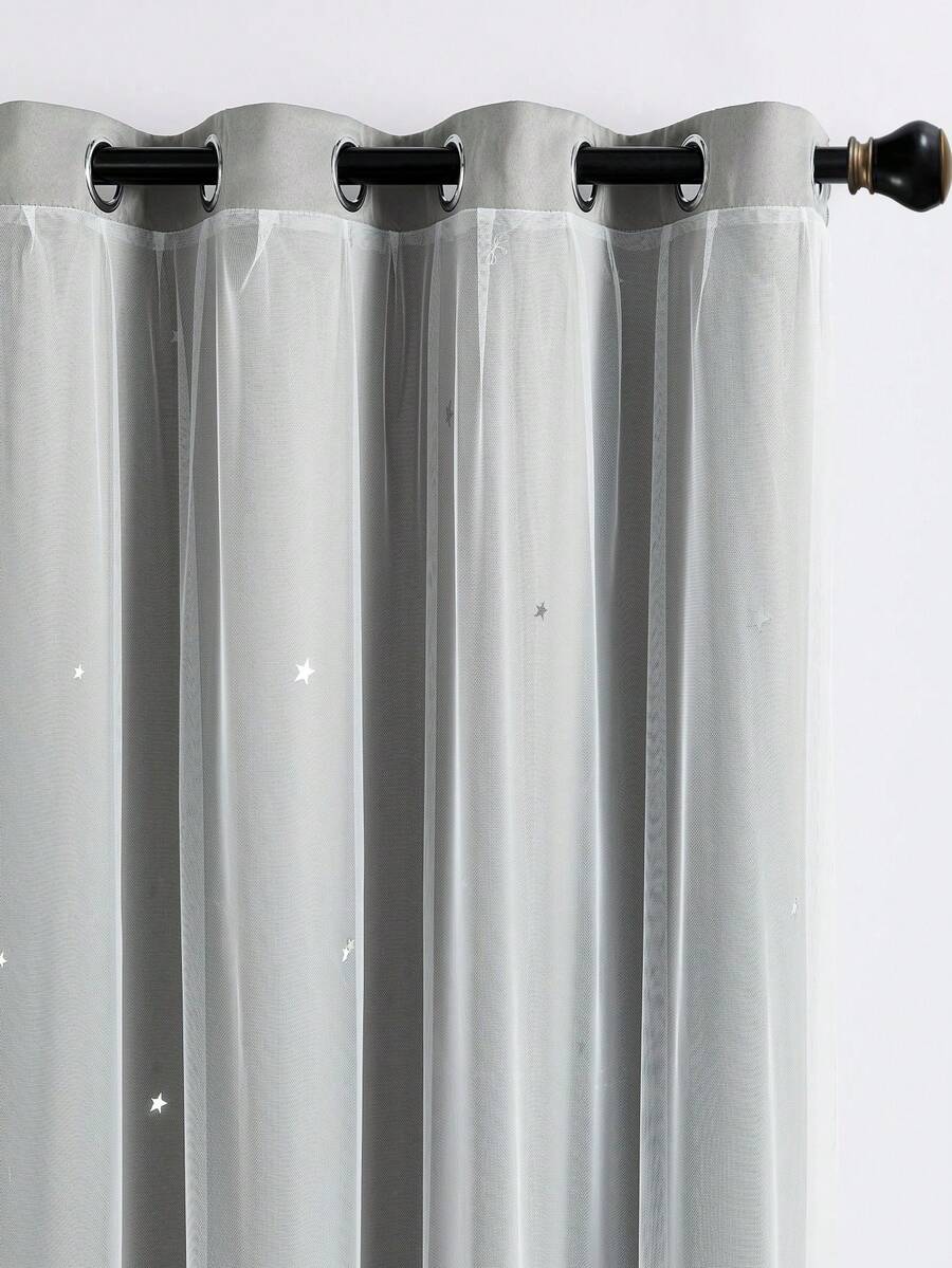 兒童房夢幻遮光星空窗簾,雙層窗簾,女孩臥室防眩光窗簾,女兒臥室公主窗簾