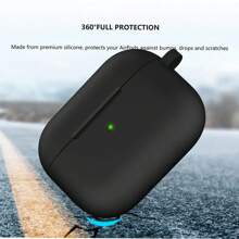 1 pieza Estuche protector de silicona llano compatible con Airpods de Apple, con mosquetón