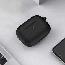1 pieza Estuche protector de silicona llano compatible con Airpods de Apple, con mosquetón