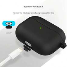 1 pieza Estuche protector de silicona llano compatible con Airpods de Apple, con mosquetón