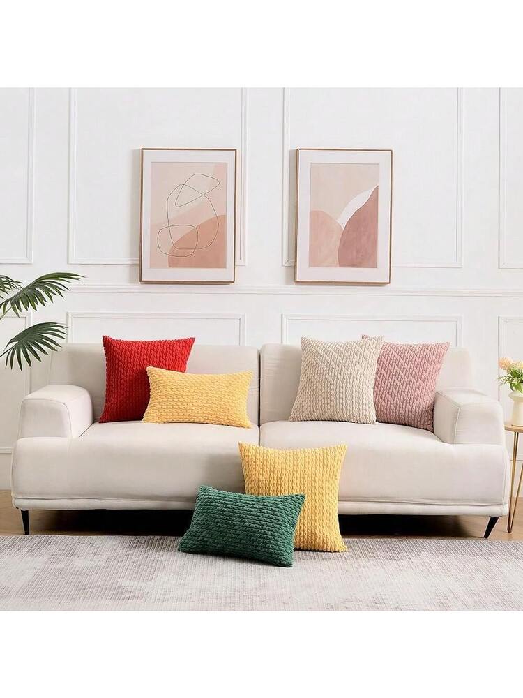 1/2pcs Bohemian Striped Pillowcase (Pillow Insert Not Included), Soft Corduroy Solid Color Square Decorative Pillowcase, Suitable For Holiday, Sofa, Bedroom, Bed, All Seasons