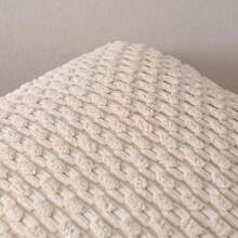 1 pieza/2 piezas Funda de almohada cuadrada de pana de unicolor de terciopelo suave con rayas de estilo bohemio (no incluye relleno de almohada), adecuada para vacaciones, sofá, dormitorio, cama, para uso en todas las estaciones - Beis - Ver 5