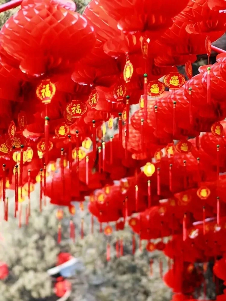 10 Pezzi Lanterne In Carta Alveolare Tradizionali Cinesi Rosse - Perfette Per La Decorazione Della Casa All'aperto, La Festa Del Capodanno Cinese E La Decorazione Del Festival! | SHEIN ALIA