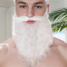 1 pieza en Papa Noel barba Papa Noel , Maquillaje bola juego de rol Navidad decoraciones - Blanco - Ver 1