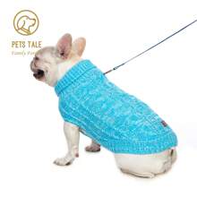 PETS TALE 優質狗狗設計扭結繩索,花卉圖案,鏈條連接,洞,皮革貼布和翻領灰色的套頭毛衣 - 灰色 - 查看 6